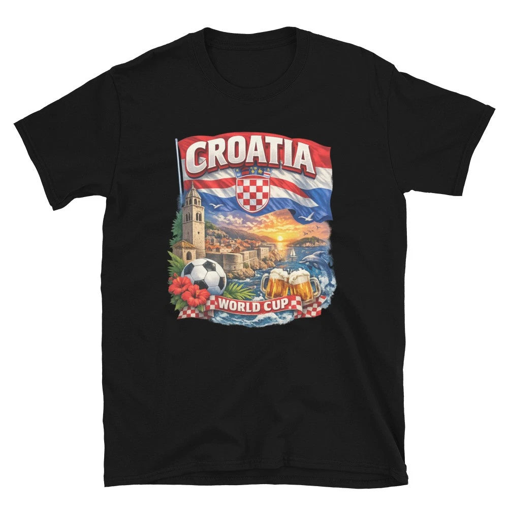 Croatia World Cup Football Fan T-Shirt – Red & White Checkered Unisex