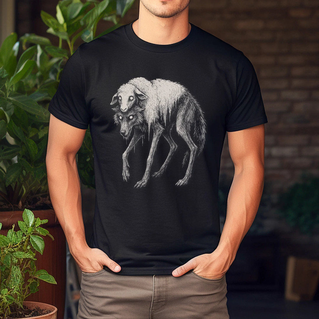 Wolf Sheep Horror Creepy Scary Folklore Goth Alt Aesthetic T-Shirt