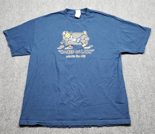 Alstyle Apparel & Activewear Graphic T-Shirt Mens XL Blue Couch Hooked On Lazy