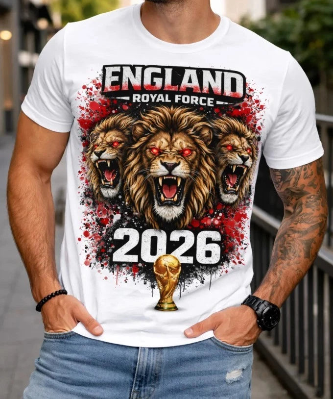 England Royal Force Three Lions Soccer T-Shirt 2026 World Cup Fan Tee