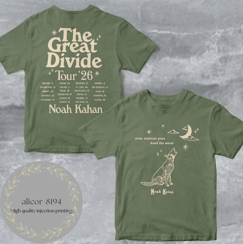 Noah Kahan Orbiter Howling Pup T-Shirt Great Divide 2026 North America Tour Tee
