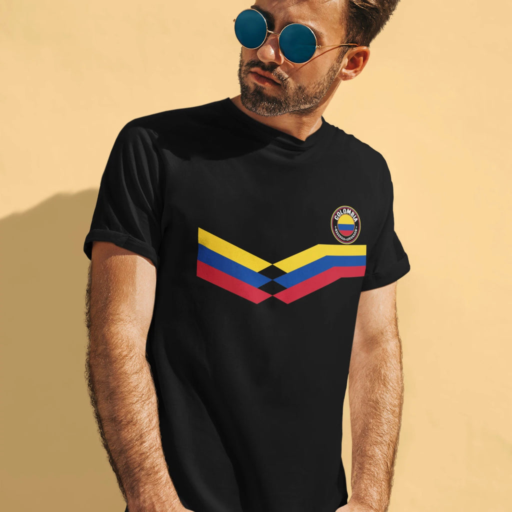 Mens COLOMBIA Retro Strip Football T-Shirt World Cup 2026 Kit Jersey Columbian