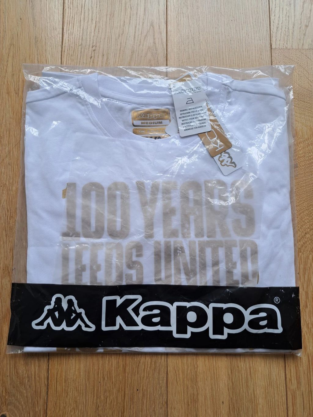 Leeds United Kappa T-Shirt Size S 100 Years Fan Football Shirt Soccer Gold BNWT