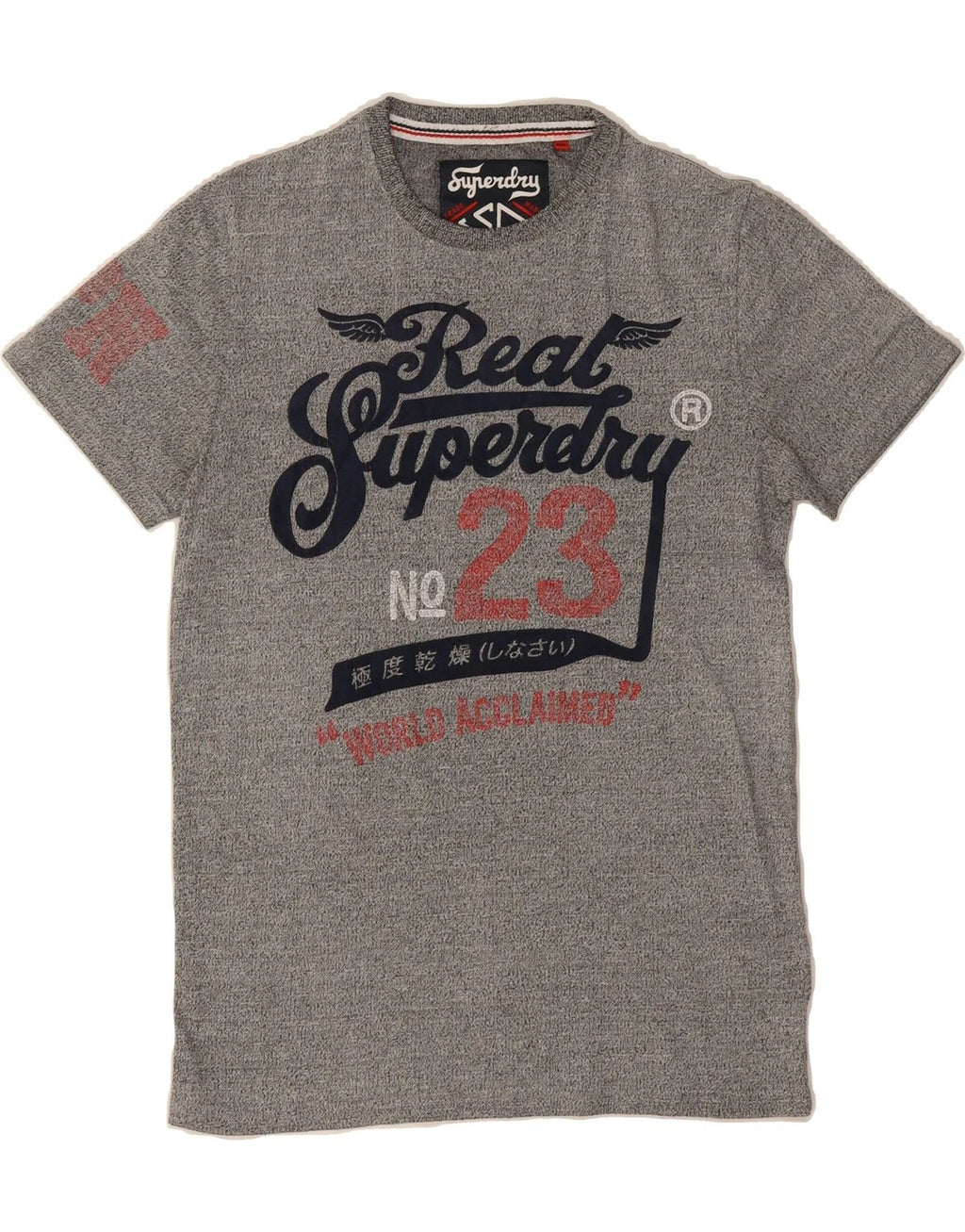 SUPERDRY Mens NYC Graphic T-Shirt Top Small Grey Flecked Cotton CH25