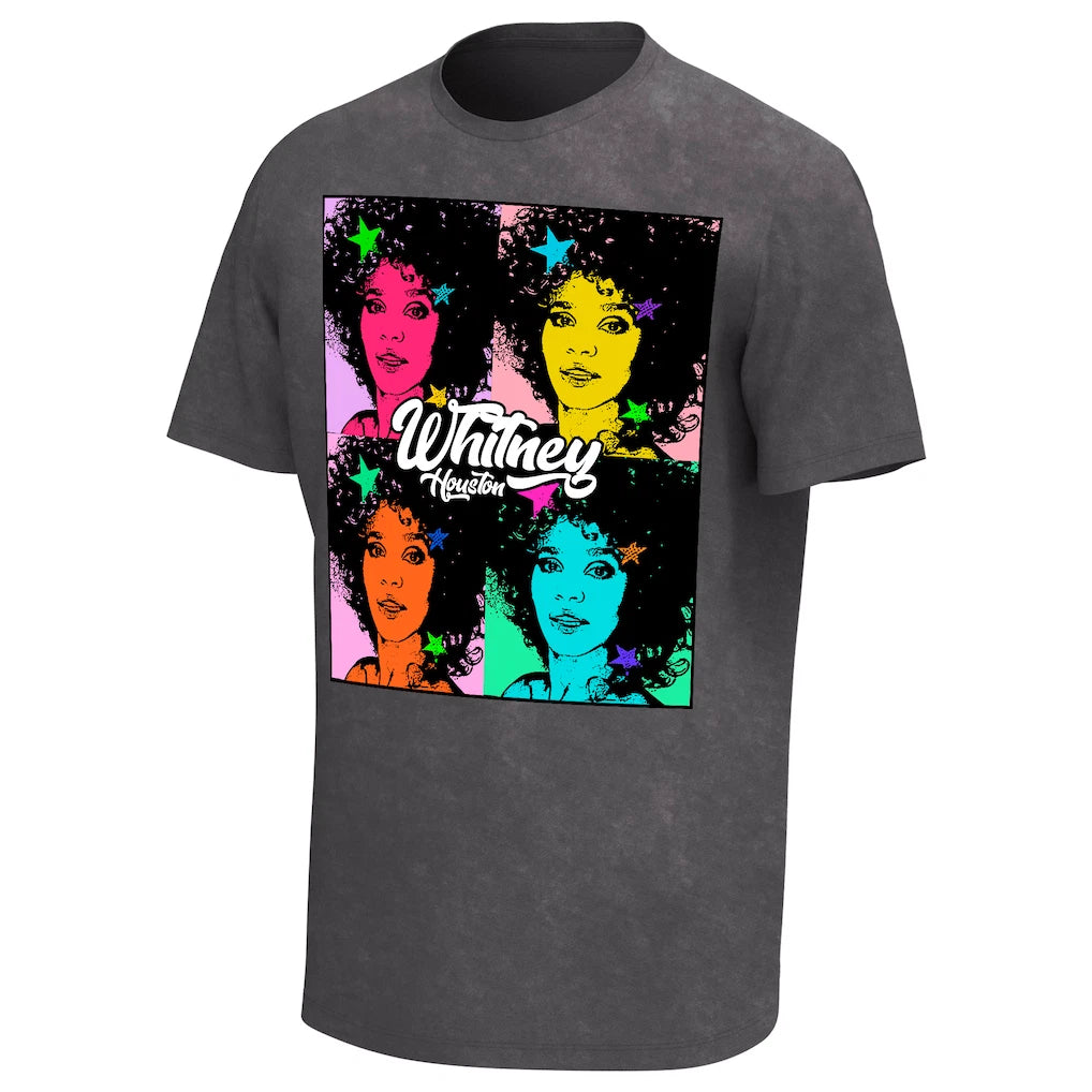 Whitney Houston Pop Art Washed Graphic T-Shirt - Black  MENS L