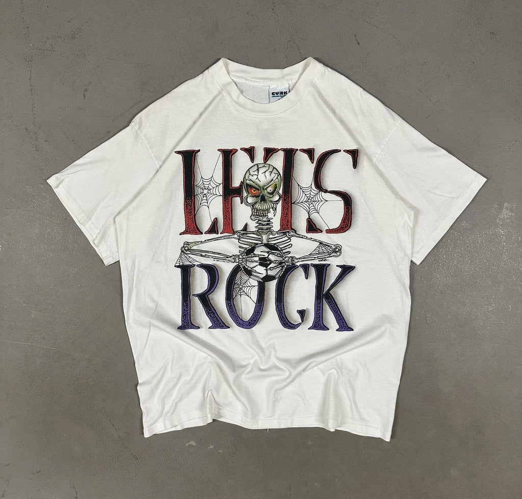 Vintage 1993 CRYX Soccer “Let’s Rock” Skater Grunge Skull Retro Tee T-Shirt