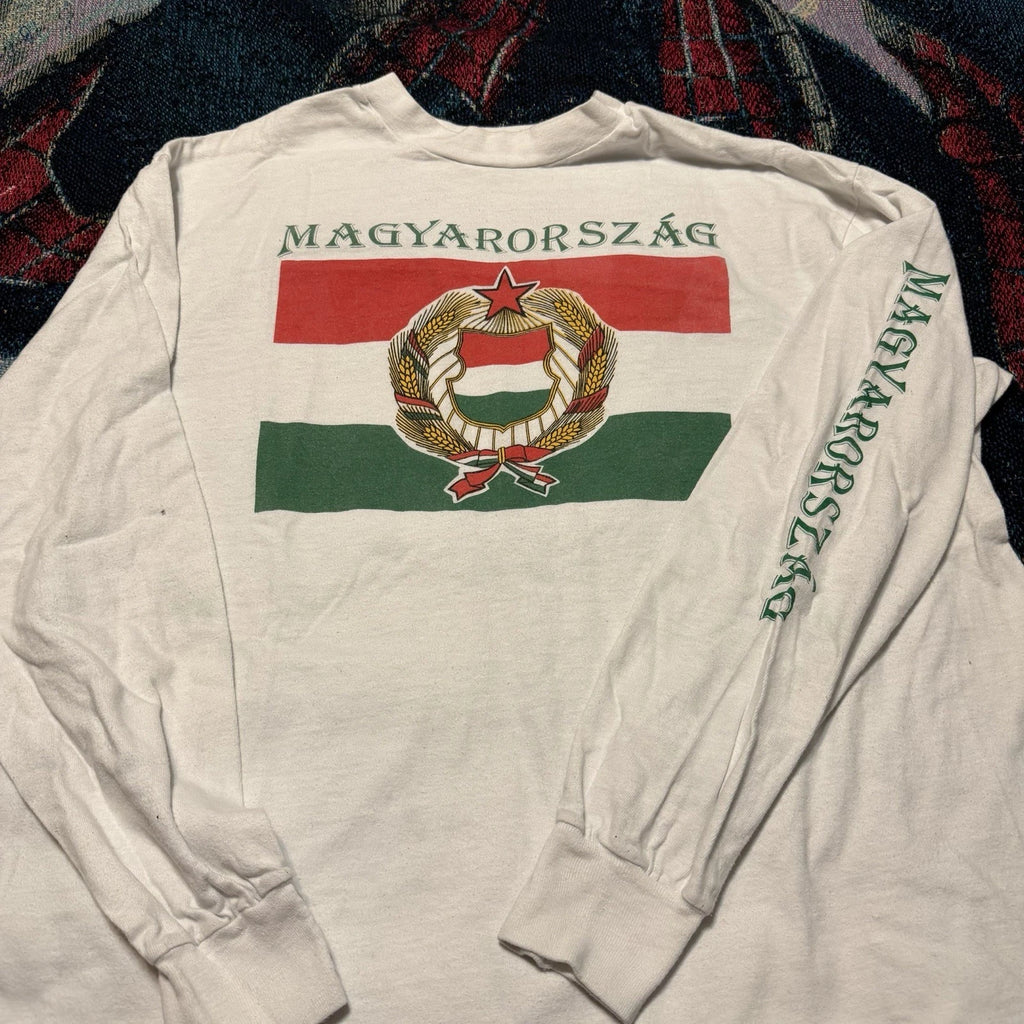 Vintage 90s Republic Of Hungary Long Sleeve Shirt White Men's XL Flag Soccer