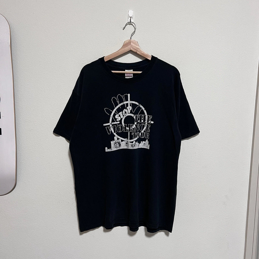 Vintage Stop The Violence Rap Tee Hip Hop Black T Shirt Mens Size XL 90s Y2K