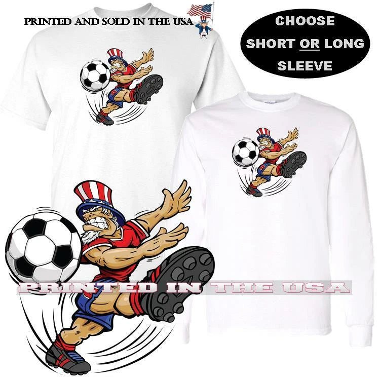 Uncle Sam Patriotic Soccer Sport Team Mascot Player Cartoon Custom T Shirt