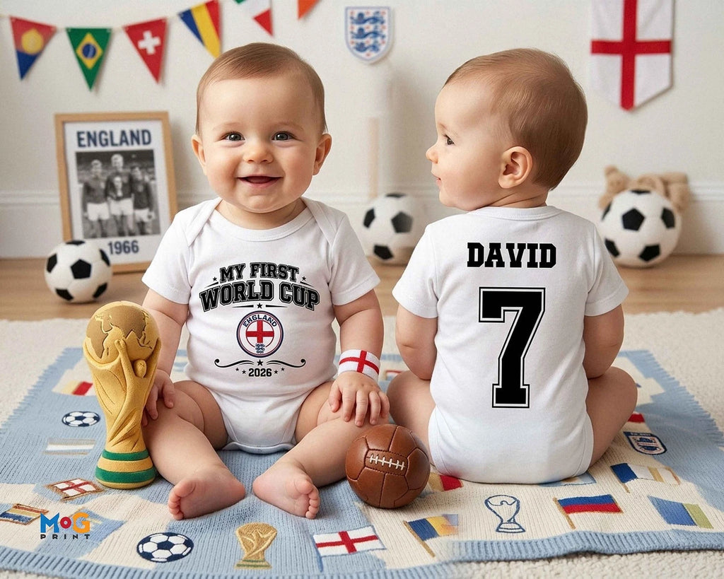 Personalised Football Baby Bodysuit Custom Name Number Soccer Fan Newborn Romper