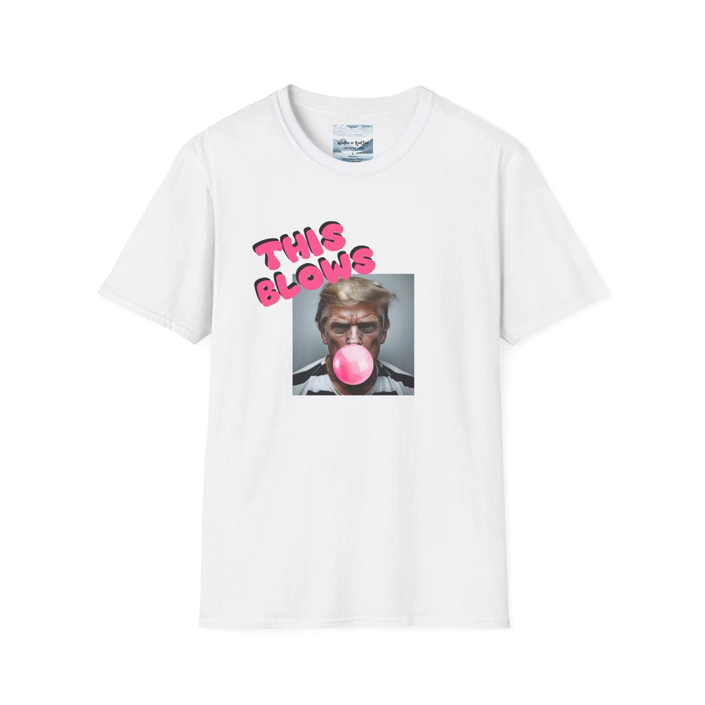 Cheeky Political Bubblegum Tee, Uni Softstyle Sarcastic Trump Shirt, Pink, Black