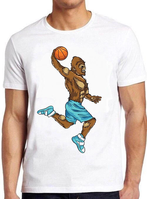 Bigfoot Playing Basketball Funny Cool Meme Cult Movie Gift Tee T Shirt M782