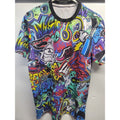 Graffiti Street Art All Over Print T-Shirt Multicolor Crew Neck handmade
