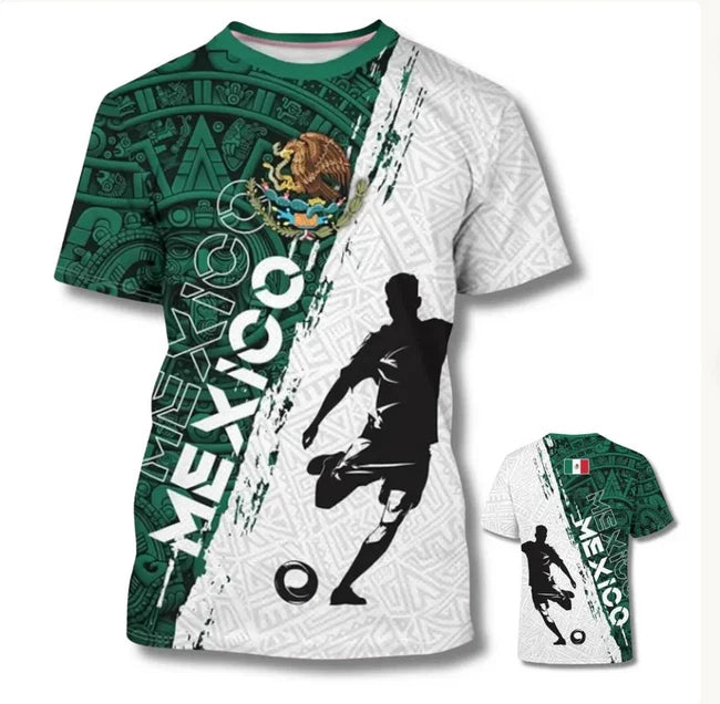 Mexico Soccer 3D All Over Print T Shirt, Eagle Claw Soccer Ball Graphic