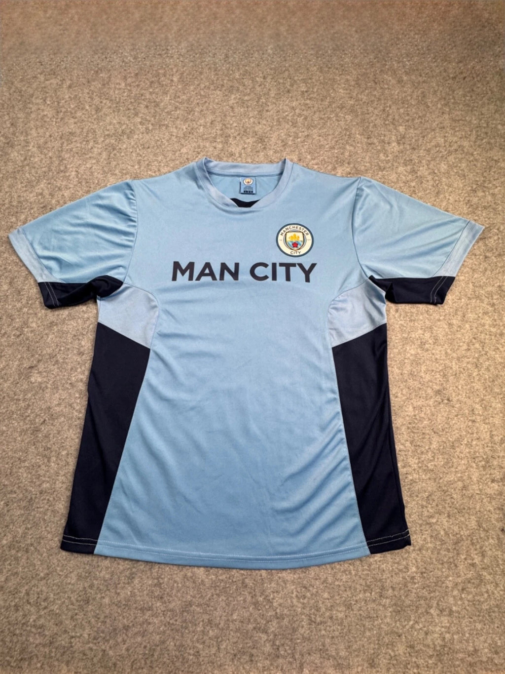 Official Merchandise Blue Jersey Manchester City Soccer Futbol Patch Shirt MED