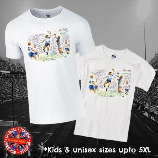Diego Maradona "Hand of God" World Cup Fan T-shirt in Mens, Ladies & Kids Sizes