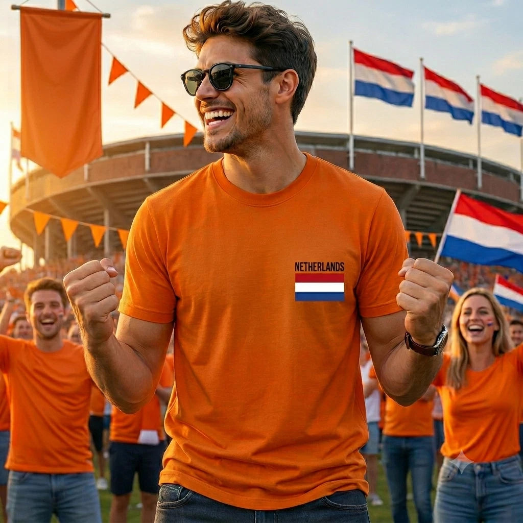 Netherlands Flag T Shirt, Dutch Pride Holland Football Fan Gift