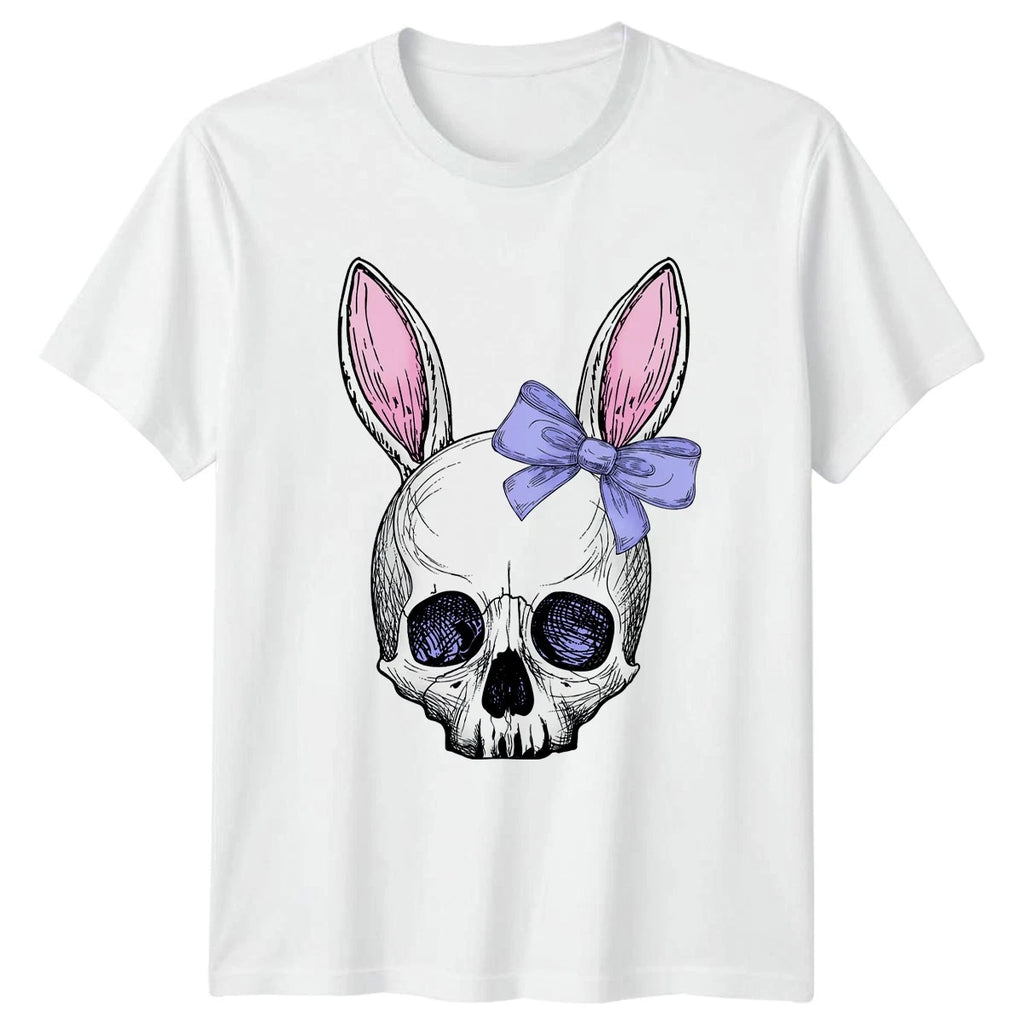 Spooky Cute Easter Bunny Skull Womens T-Shirt Pastel Goth Easter Easter Gift