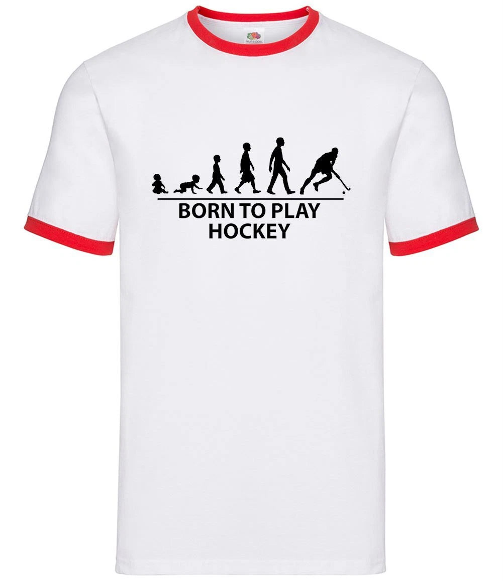 Born To Play Hockey - Mens Ringer - Field Player Team Sport Stick Equipment