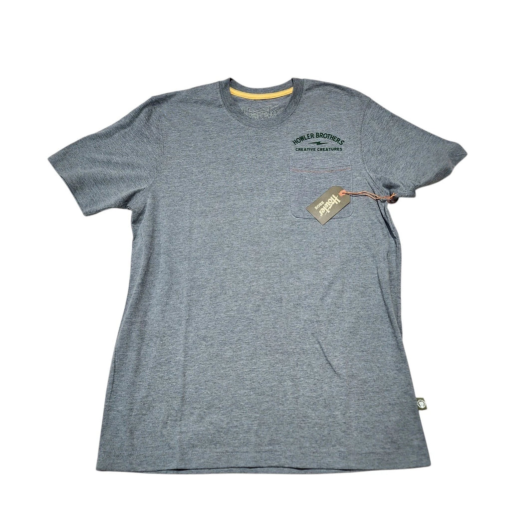 Howler Brothers T-Shirt Men Small Gray Creative Creatures Trout Pocket Tee NWT