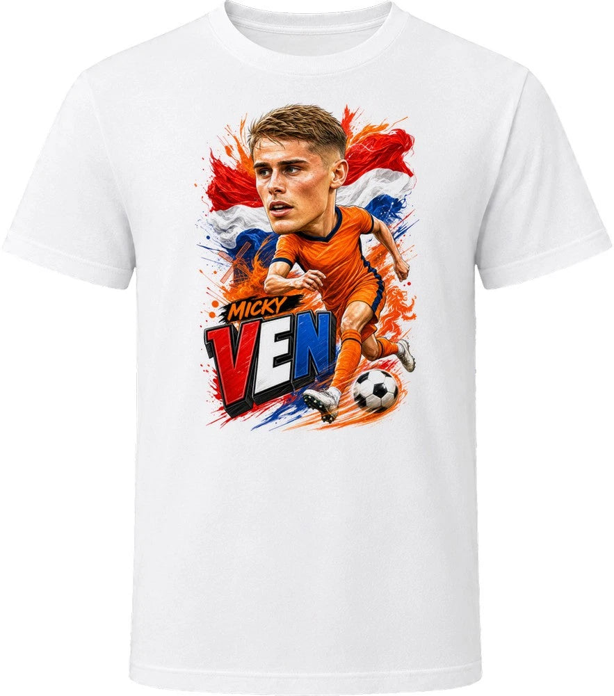 Micky van de Ven Netherlands Soccer Caricature 2026 World Cup T Shirt