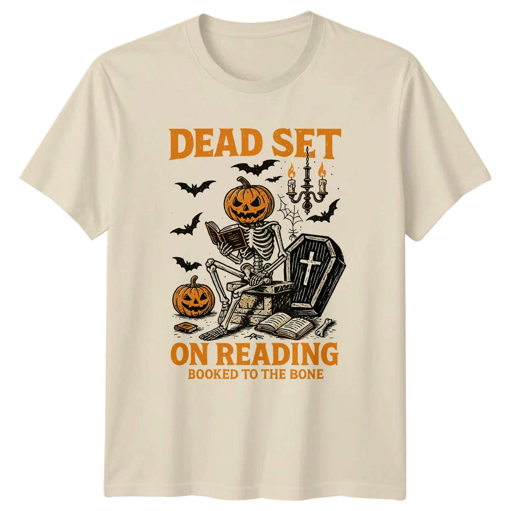 Dead Set On Reading Booked T-Shirt Reading Halloween Gift For Him And Her