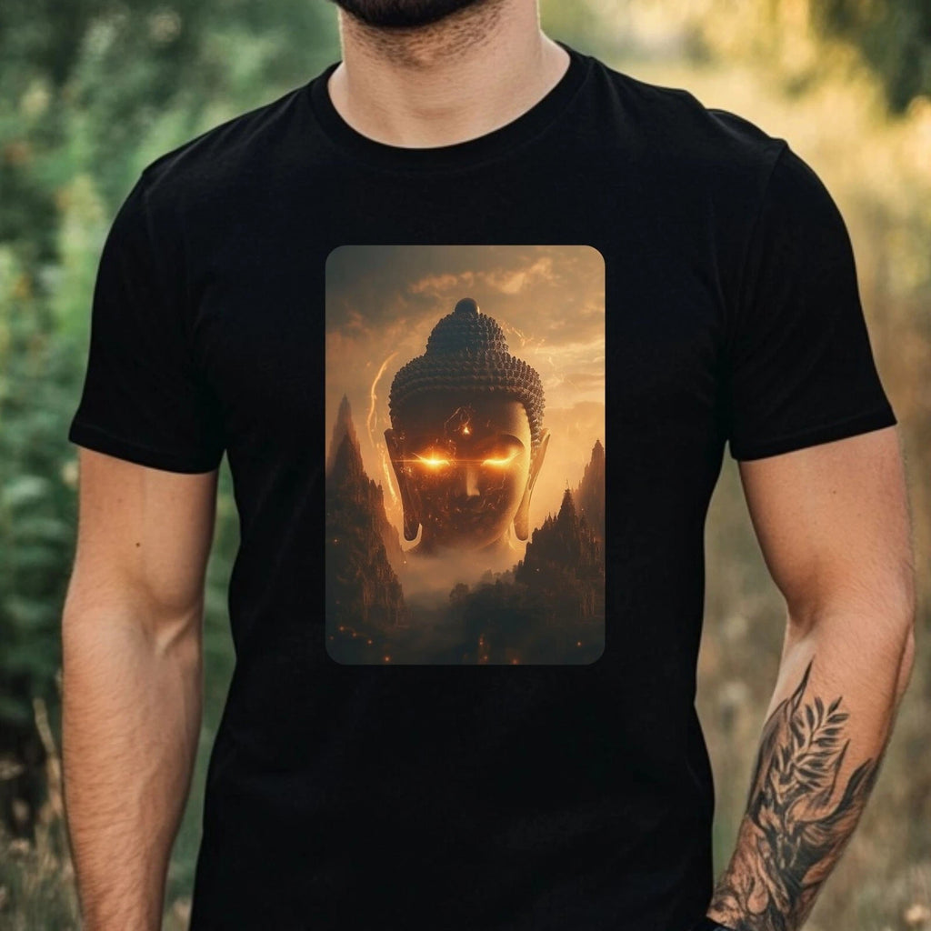 Mens Buddha Light Up Eyes Print Cotton T-Shirt Size XS to 5XL