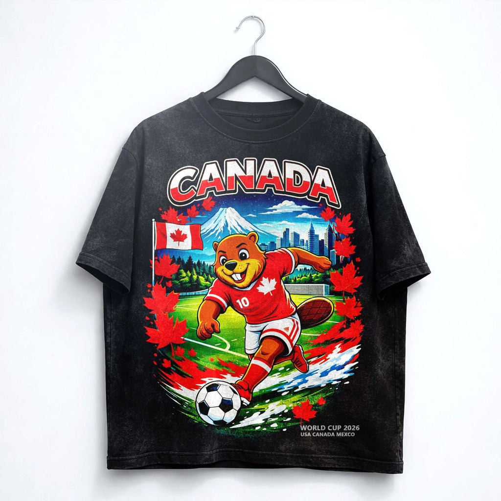 Canada World Cup 2026 Beaver Washed T-Shirt Soccer Graphic Tee Unisex Fan Gift
