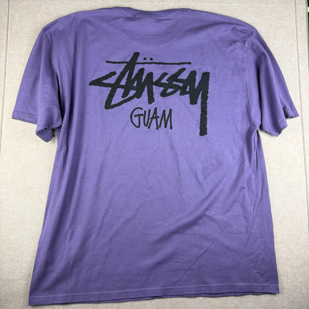 Stussy Guam Shirt Mens 2XL Lavender Purple Streetwear Skate Surf Graphic Tee