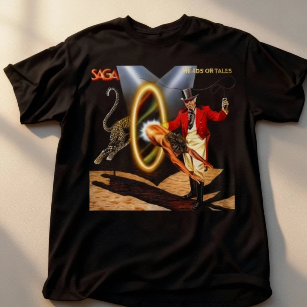 Saga Band Heads Or Tales Album Adult Tee Unisex T-Shirt  NWT