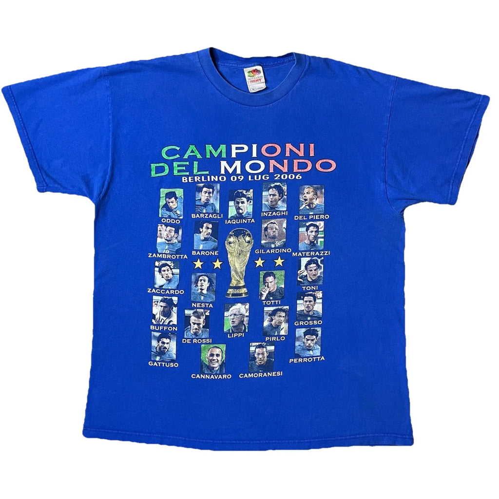 Vintage 2006 Italy Campioni Del Mondo World Cup Champions T-Shirt Blue XL Rare