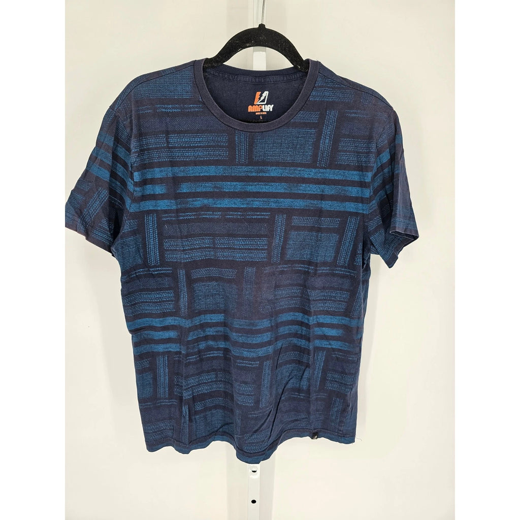 Amplify Men's Black & Blue Geometric Crewneck Short Sleeve T-Shirt Size L