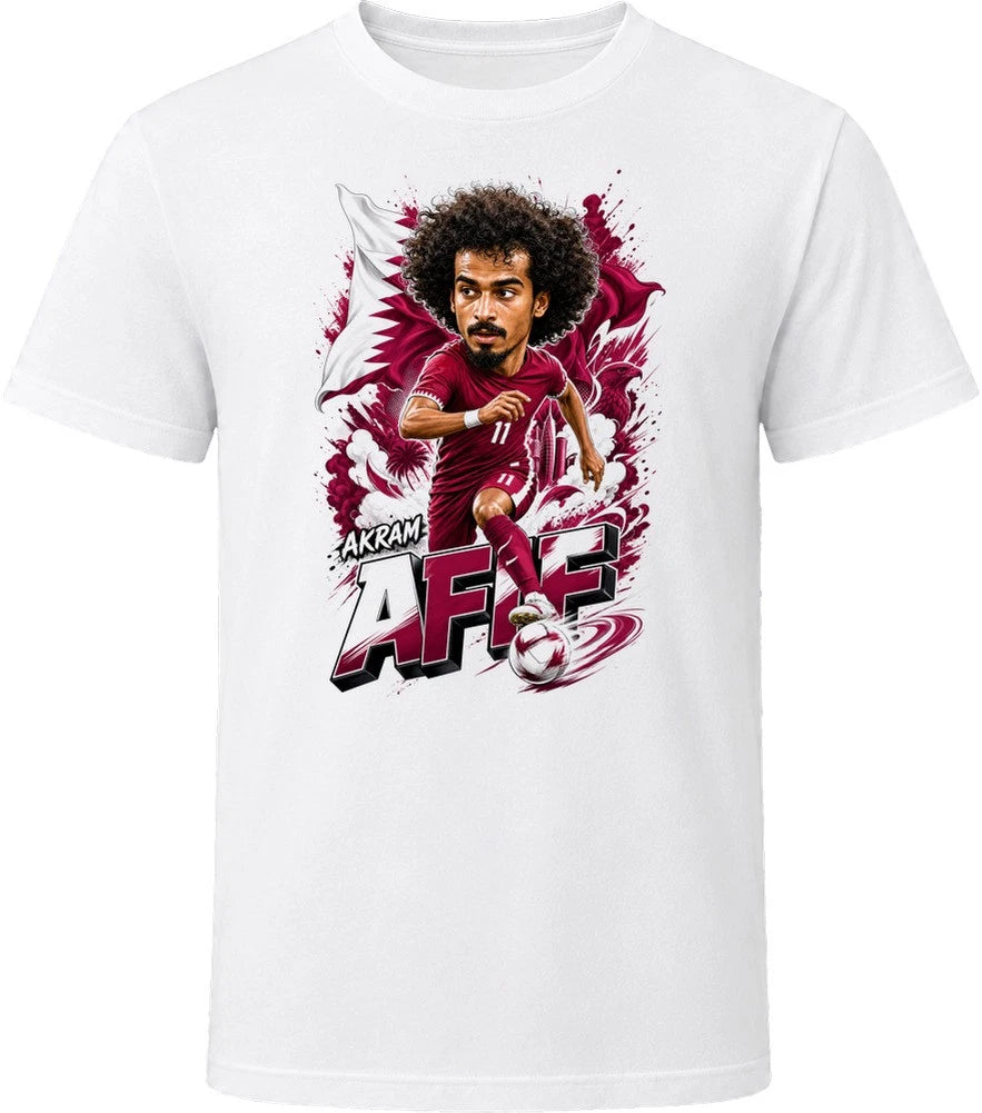 Akram Afif Qatar Soccer Caricature 2026 World Cup T Shirt