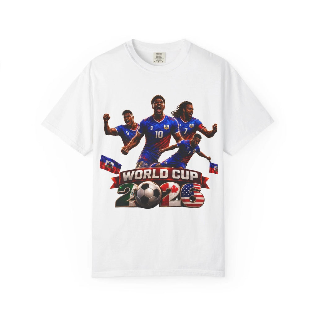 Haiti World Cup 2026 Soccer T-Shirt | Haitian Flag Crest Back