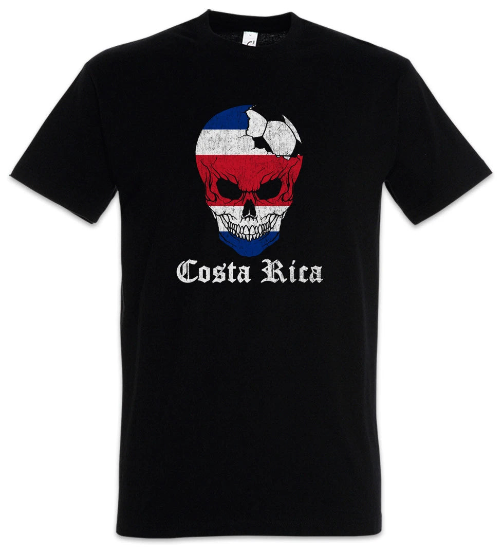 Costa Rica Football Skull I T-Shirt Rican Soccer Flag World Championship