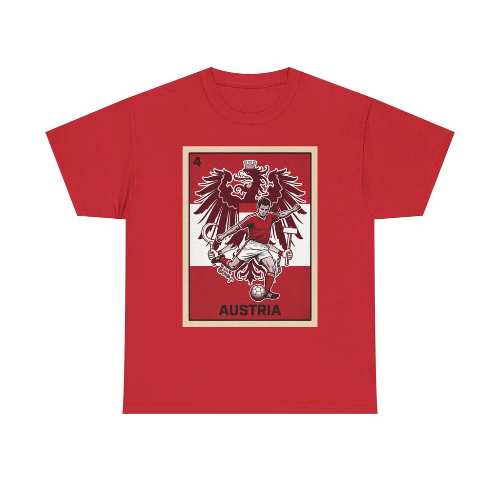 Retro Austria Football Shirt Mexican Loteria Card Style Soccer  T-Shirt Tee