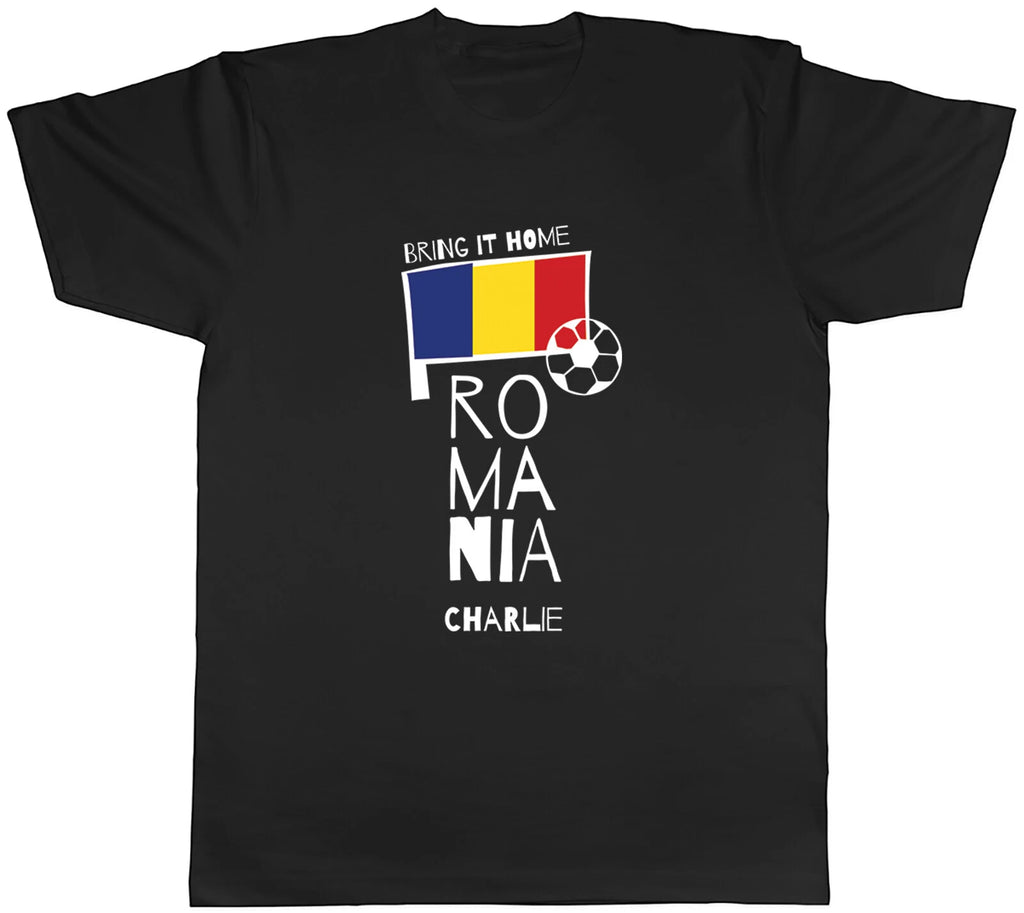 Personalised Romania Football Men T-Shirt Bring it Home Soccer Fan Supporter Tee