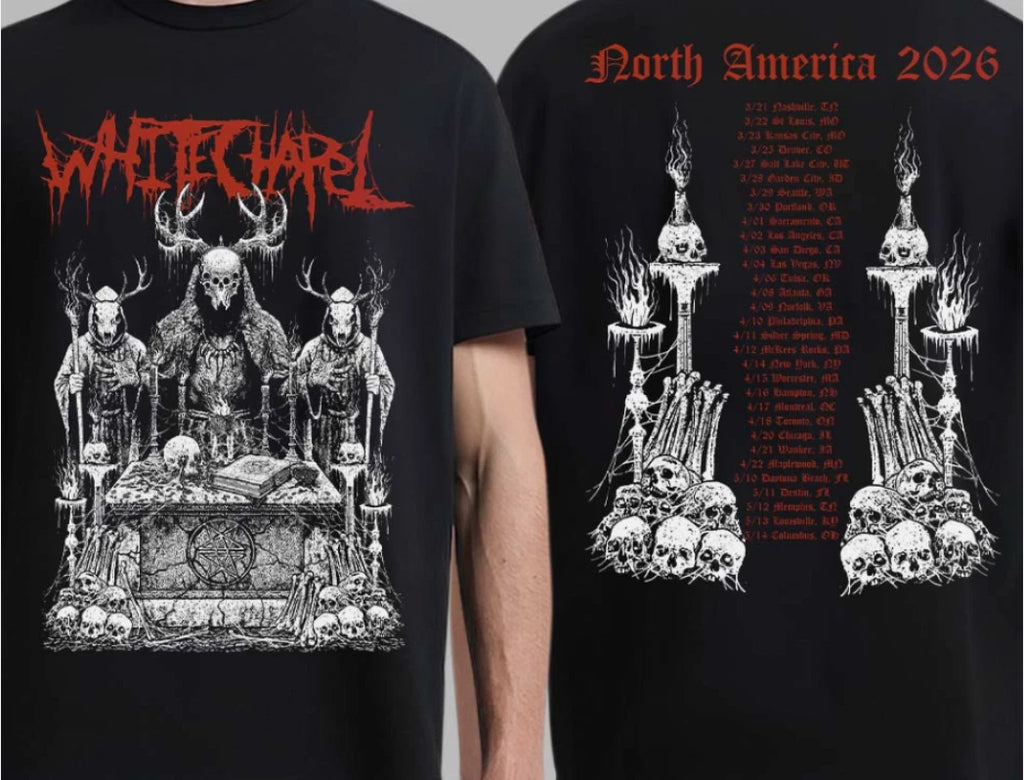 Whitechapel North America Tour 2026 black color 2 side Shirt reprint