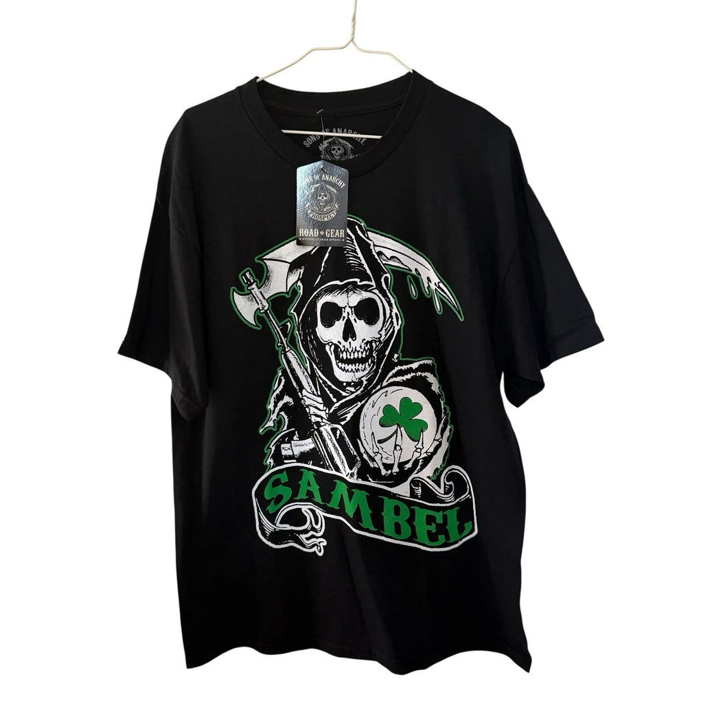 Sons of Anarchy T Shirt Sambel Belfast Size 2XL Black Kelly Green Y2K Edgy TV