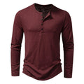 Mens Summer Solid Button V Neck T Shirts Henley Casual Long Sleeve Slim Tops
