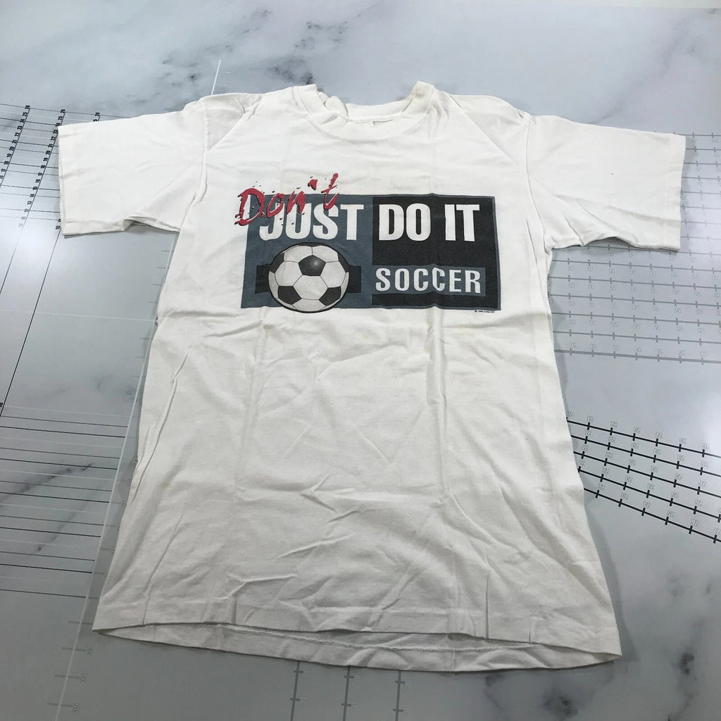 Vintage Soccer T Shirt Mens Medium White Don't Just Do It Do It To Win Football