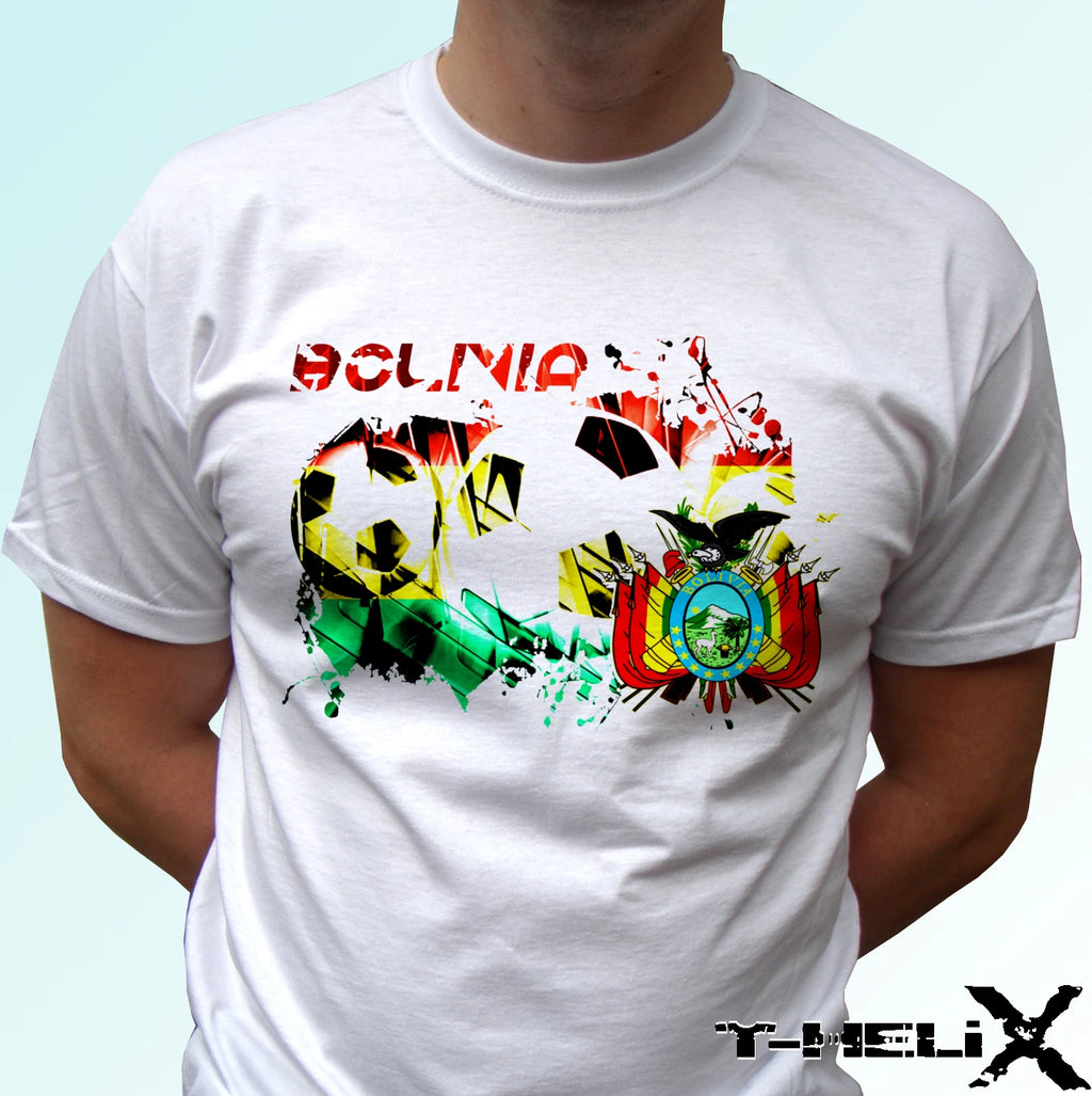 Bolivia football flag - white t shirt top soccer tee - mens womens kids baby