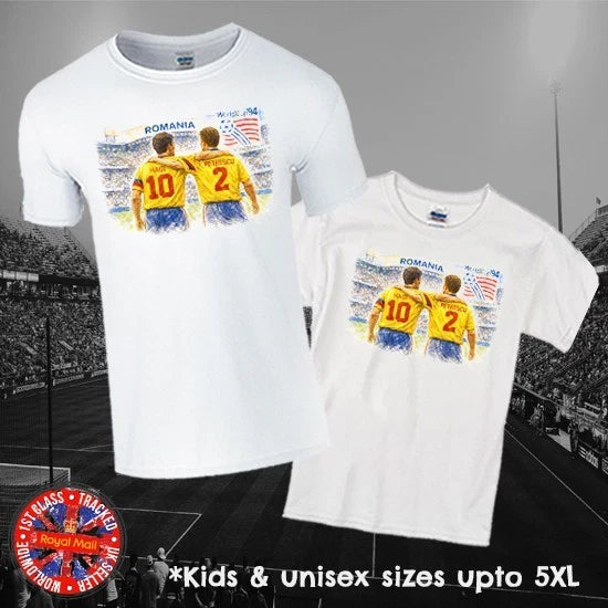 Romania USA 94 World Cup Fan T-shirt in Mens, Ladies & Kids Sizes