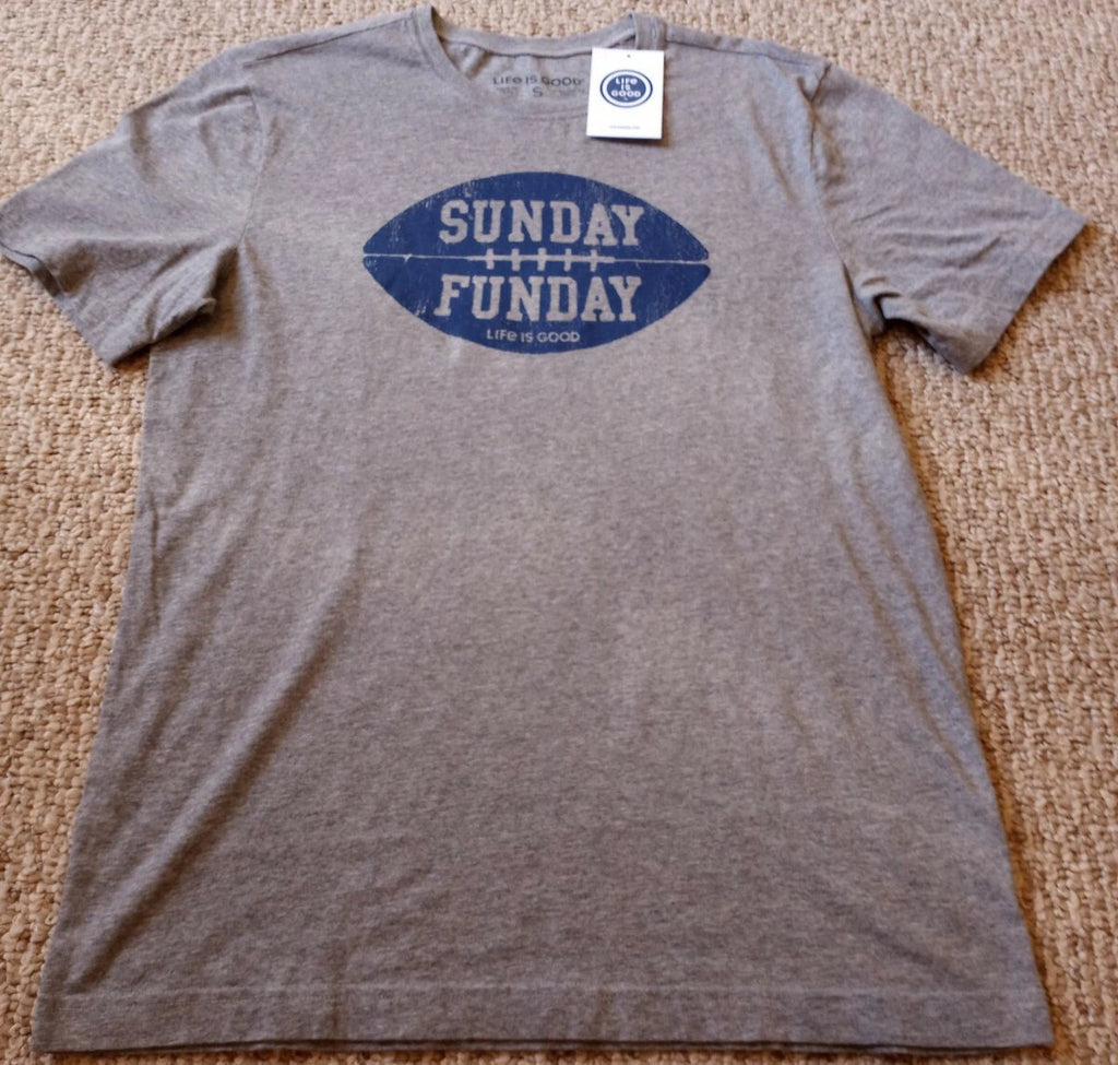 New! Life Is Good Size Small Gray T-shirt Sunday Funday (Football)