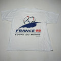 Vintage 1998 World Cup France 98 T-Shirt Total Sponsor Promo FIFA Soccer White L