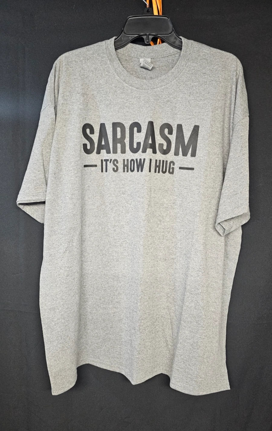 "Sarcasm It's How I Hug" Funny Sarcastic Gift T-Shirt Grey 2XL Heavy Cotton