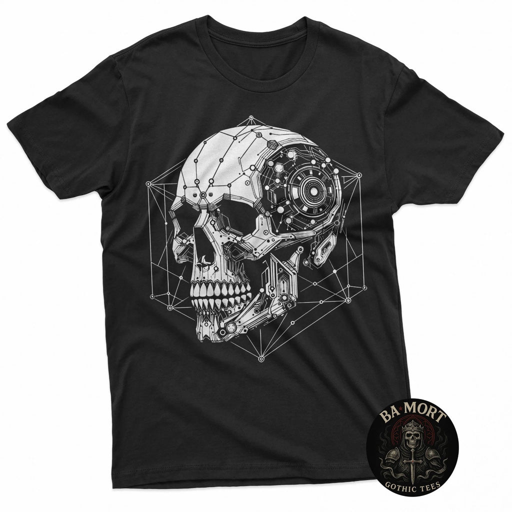 Mechanical Skull Robot Cyberpunk Gothic Emo Aesthetic T-Shirt
