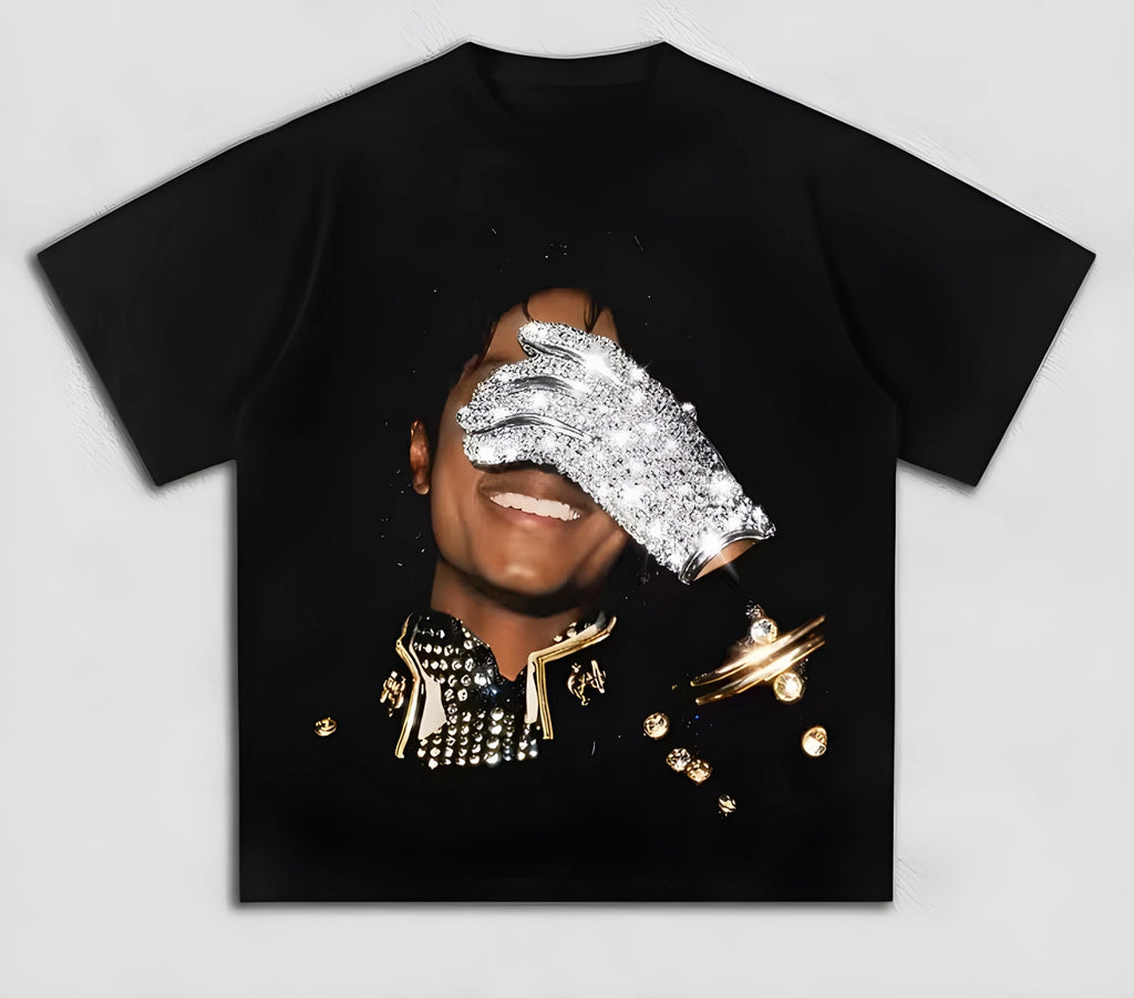 Michael Jackson Trendy T-Shirt Hip Hop Style, MJ Glove Graphic Tee, Pop Music