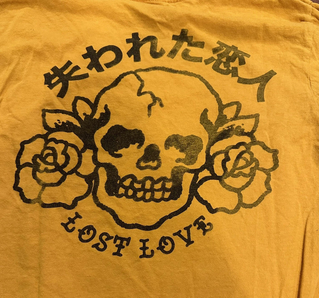 Creative Empire Lost Love Skull Long Sleeve T Shirt Men's M Yellow 100% Cotton