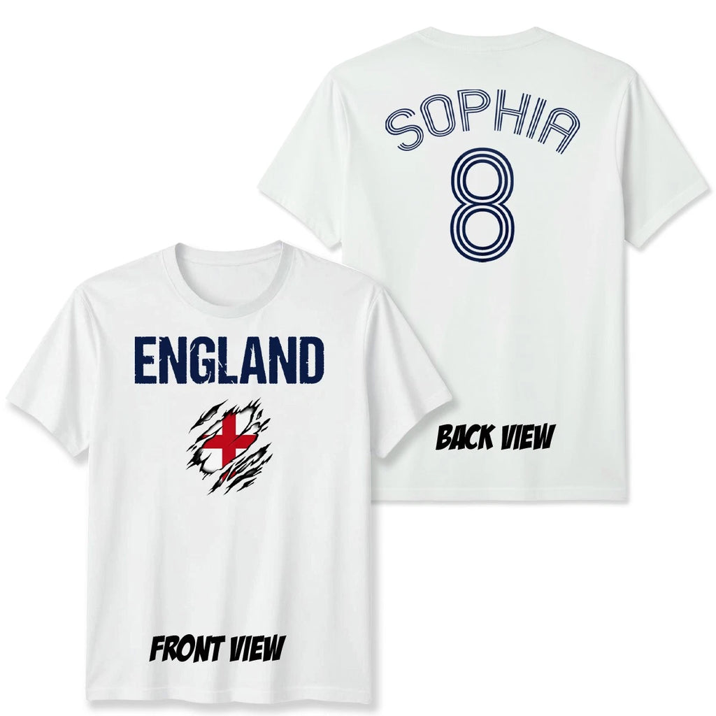 England Unisex Football Fan T Shirt Personalized Custom Name And Number Game Day